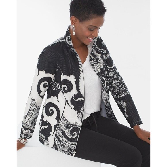 Chico's Zenergy Paisley Jacket Active Zip Size 0/2 US lightweight NWT 7084 - Picture 1 of 16